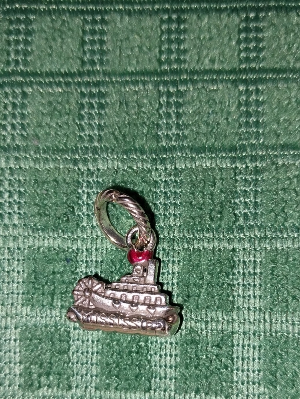 Riverboat Charm with Red Enamel Accent